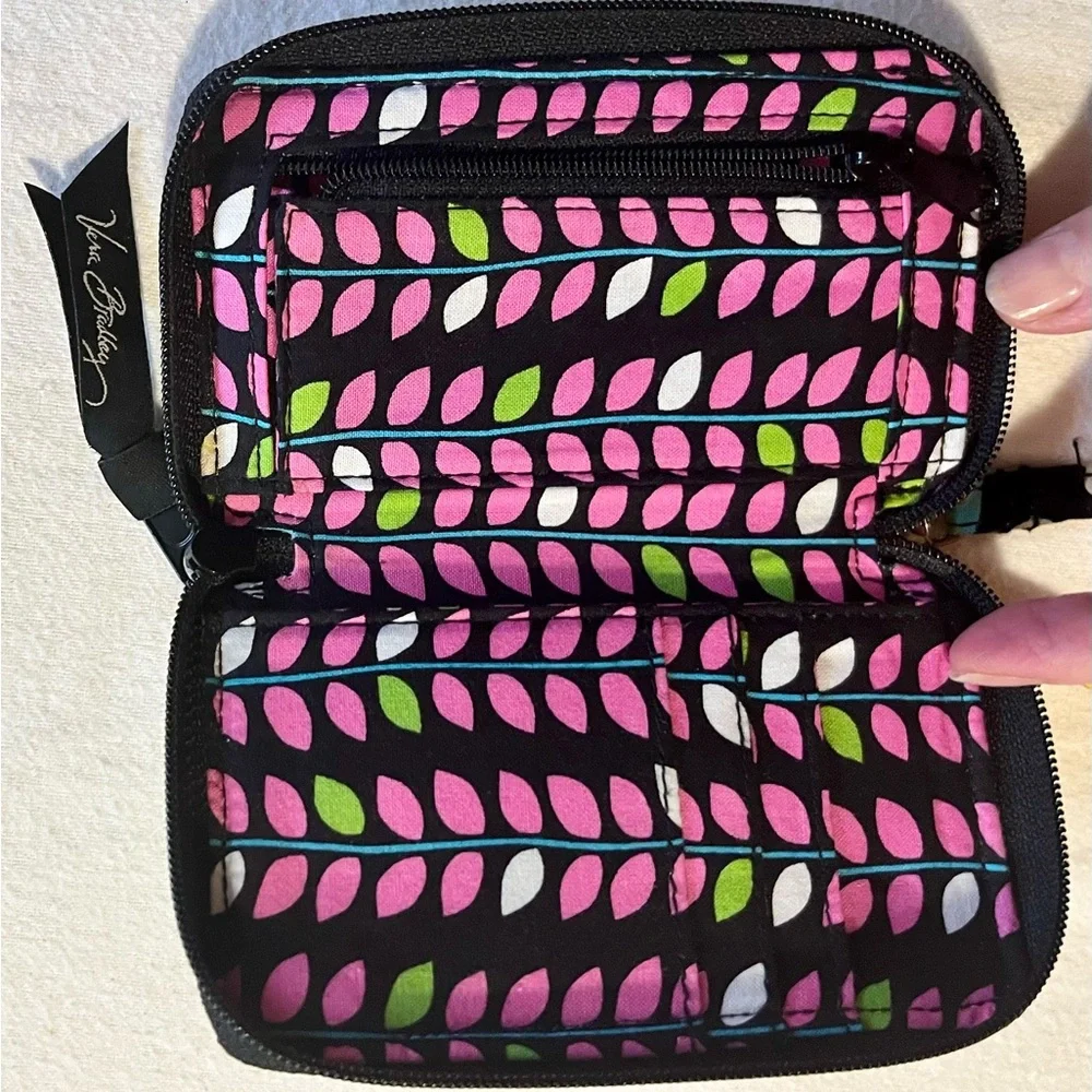 Vera Bradley Floral Wristlet in Black and Pink